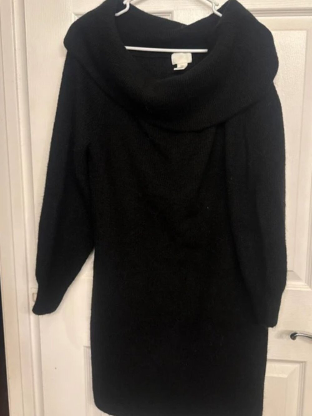 H&M black long-sleeve cowl-neck knit sweater dress size XL